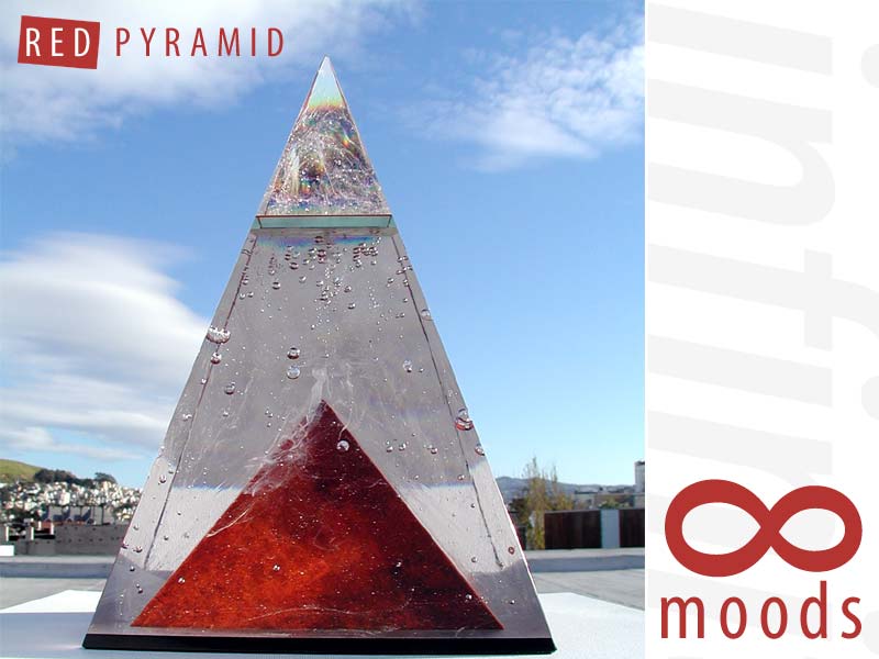 Glass Sculpture - Red Pyramid