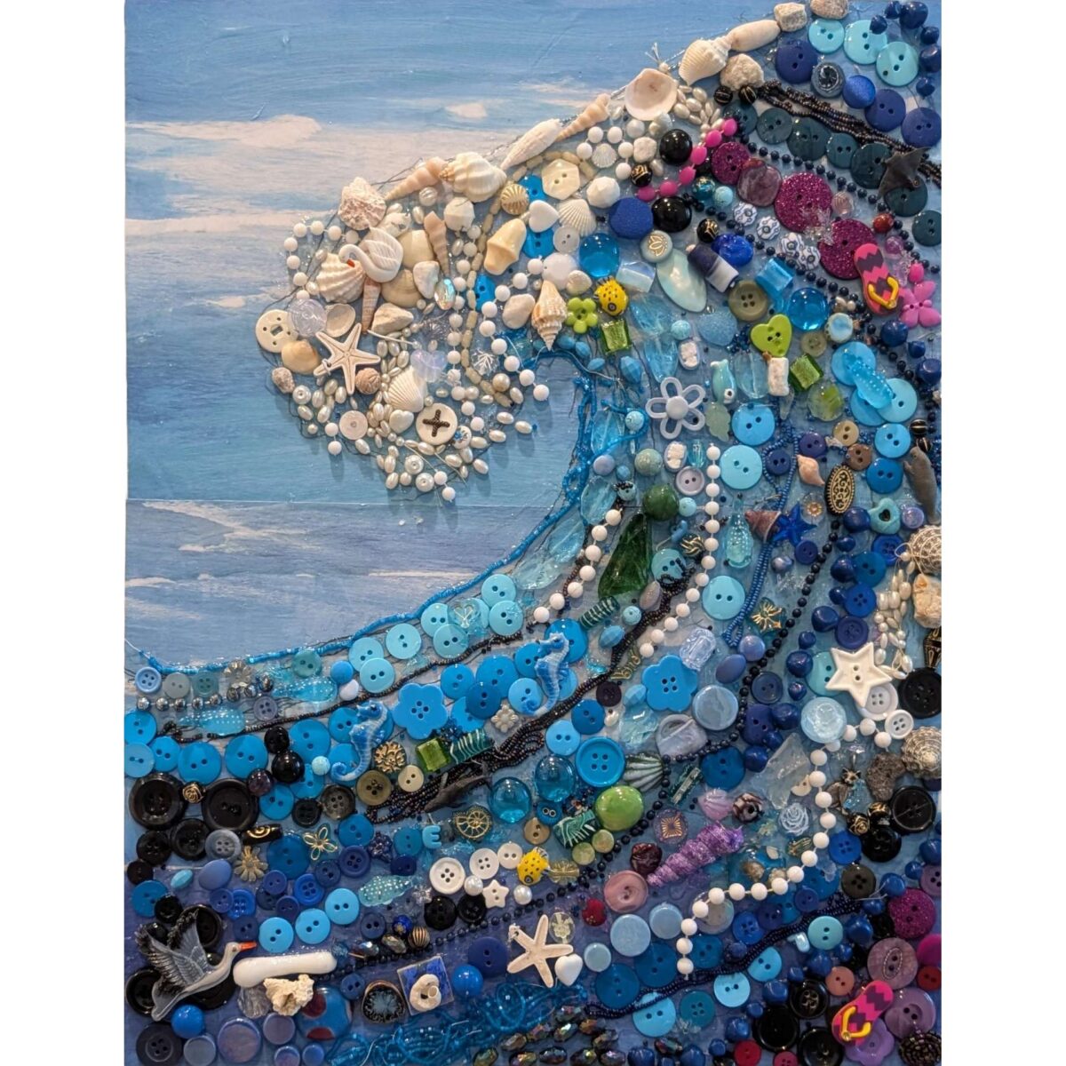 Waves of Shells and Buttons Collage-square